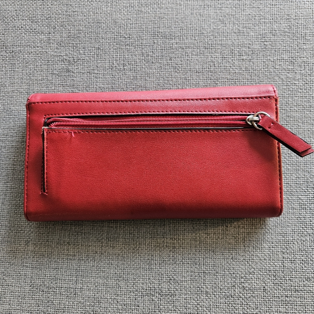 Red Wallet with Button Closure - Picture 3 of 11